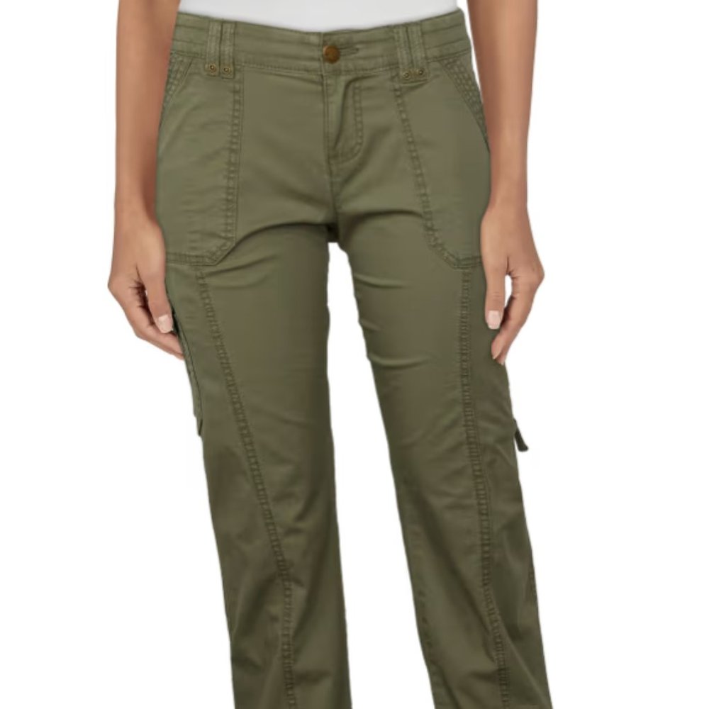Women's Cargo Stretch Twill Comfort Waist Pants, Dusty Olive (US 12)